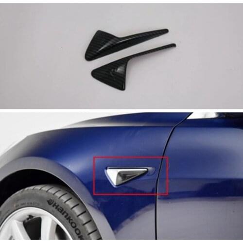 For Tesla Model Y 2021 Carbon Fiber Car Side Fender Cover Trim Decor Sticker