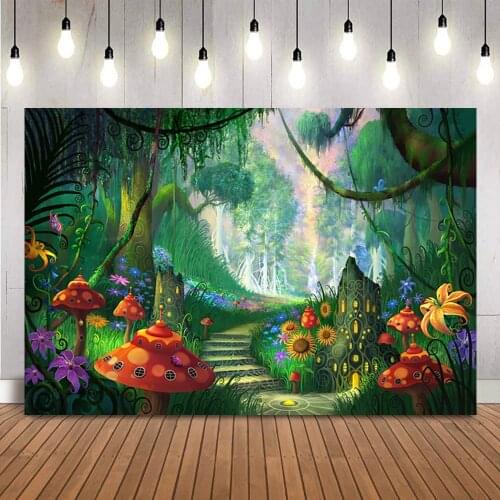 Spring jungle safari birthday backdrop for photography cartoon deep forest kids portrait photo booth photocall props studio