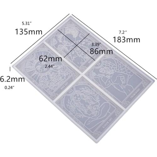 N84D 4 Sheets Resin Mold Silicone Tarots Mold for Resin Casting Silicone Epoxy Molds for DIY Personalized Tarots Card Games