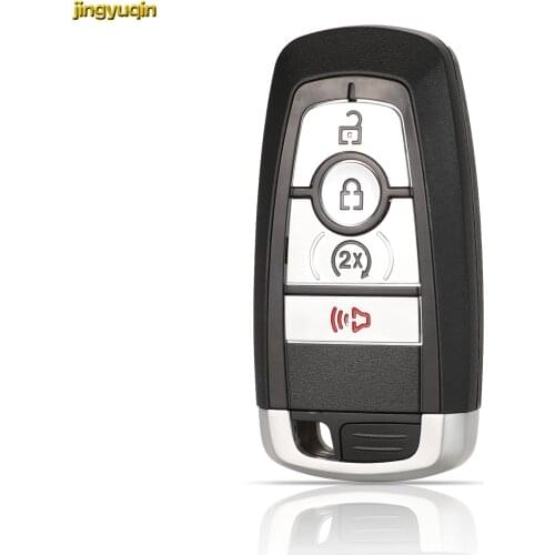 Jingyuqin 5pcs Key Shell For Ford Fusion Mustang Explorer F-150 F-250 F-350 2017 2018 4 Buttons Remote Car Key Fob Housing