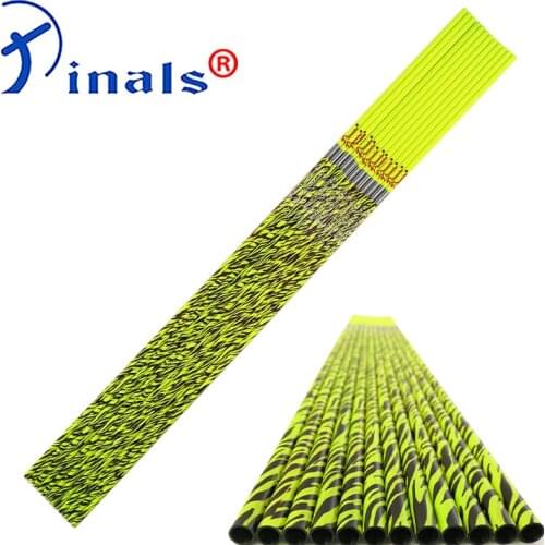 Archery Carbon Arrows Shaft Spine 300 340 400 ID 6.2mm 30inch 32inch Compound Bow Recurve Hunting Shooting Yellow Zebra Skin
