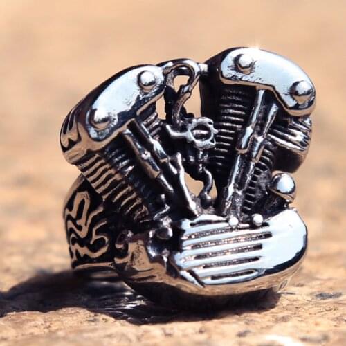 Unique 316L Stainless Steel Engine Biker Ring Mens Boys Rock Punk Biker Ring Male Hip Hop Jewelry Party Gift Wholesale