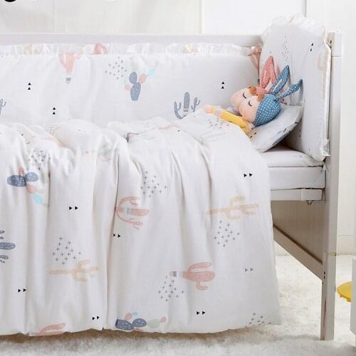 7PCS full Set Kids Baby Crib Bedding Sets juego de cama Cot Nordic Style Baby Crib Bumper Sets ,(4bumper+sheet+duvet +pillow)