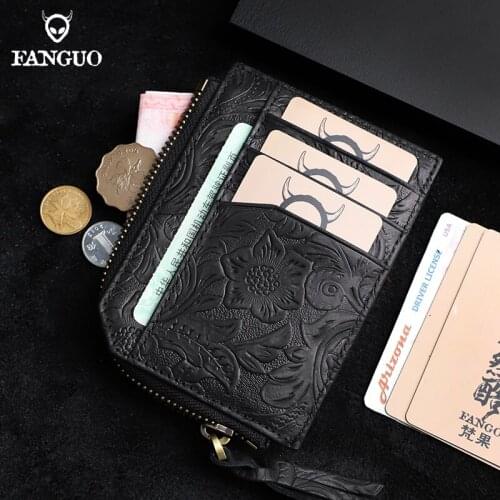 Leather Card Holder Male Multi-card Slot Anti-theft Brush Ultra-thin Retro Bank Credit Card Cover Driver’s License Coin Purse