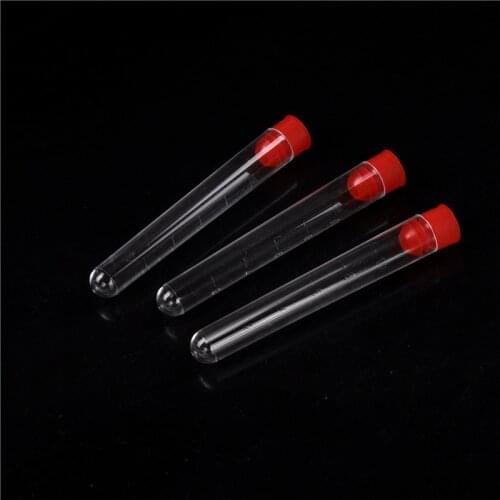16x100mm Creative Clear Plastic Test Tubes 10pcs Round Bottle Tubes with Caps Lab Transparent New