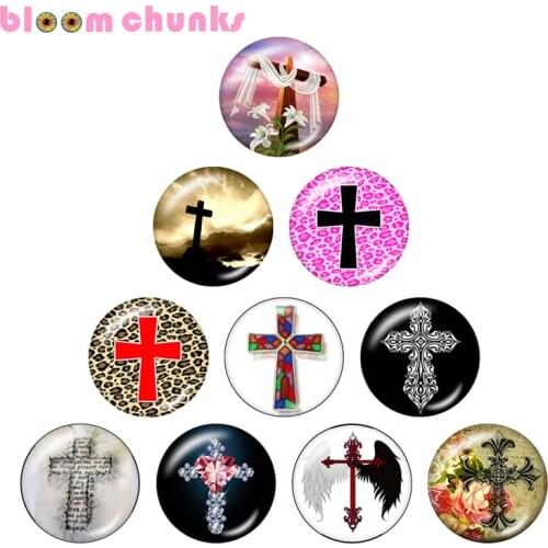 Cross 10pcs mixed 12mm/18mm/20mm/25mm Round photo glass cabochon demo flat back Making findings S4065