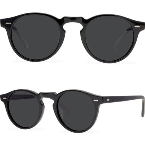 Acetate Polarized UV400 Round Sunglasses For Men Women Vintage Clear Frame Brand Designer 5186 Sun glasses Oculos Gafas