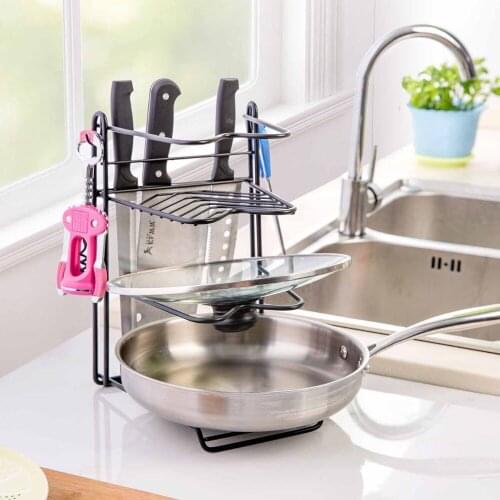 Metal Kitchenware Chopping Board Organizer Shelf Tool Holder Pot Rack Multi-layer Kitchen Supplies Storage Shelves Multifunction