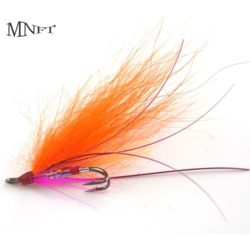 MNFT 4PCS Orange Long Hair Double Hooks Iris Diaphragm Body Flying Fishing Insects Outdoor Dry Hook Fishing Lure Boxed For Sale