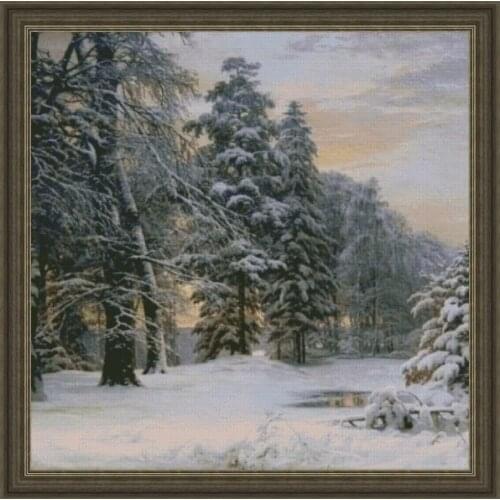 Snowy woods Winter dawn scene Cross Stitch Kits Needlework 14CT Unprinted Embroidery Top Quality Counted DIY Handmade Decoration