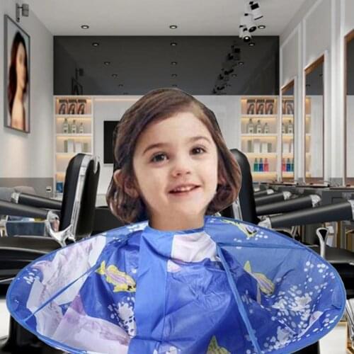 Hair Cutting Cape Cartoon Pattern Foldable Breathable Kids Haircut Cape Cloak Umbrella for Home