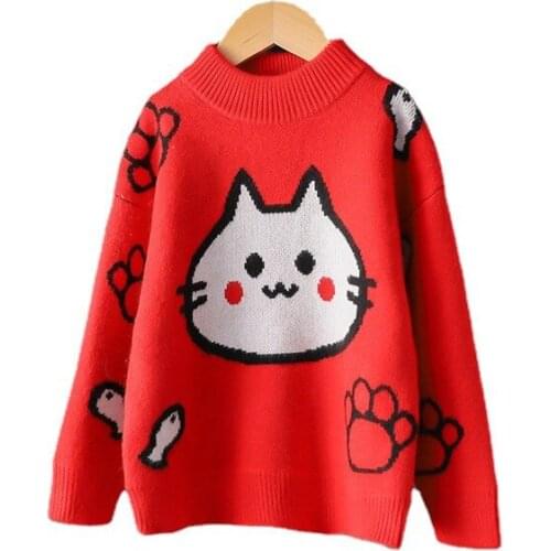 2021 Ins New Fashion Girls Sweaters Lovely Cartoon Children Pullovers Children Girls Jumpers Knit Sweaters