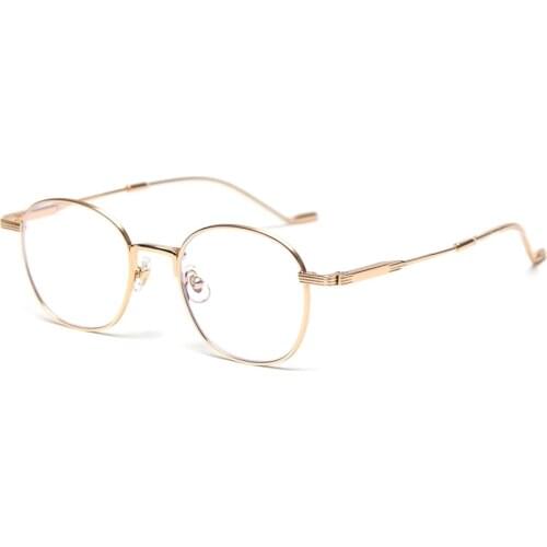 Veshion Blue Light Blocking Glasses Optical Metal Frame High Quality Gold Men Square Eyeglasses Prescription Woman Clear Lens