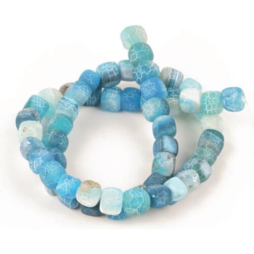 Wholesale 8mm Natural Beads Stone Square Dragon Veins Frost Cracked Dream Fire Pink for Jewelry Making DIY Bracelet Necklace