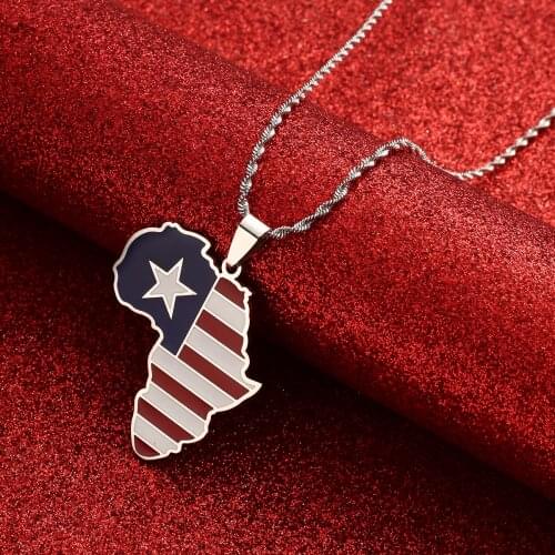 LIBERIA Map Flag Gold Color Charms Pendant Necklaces Liberians Jewellery Middle East