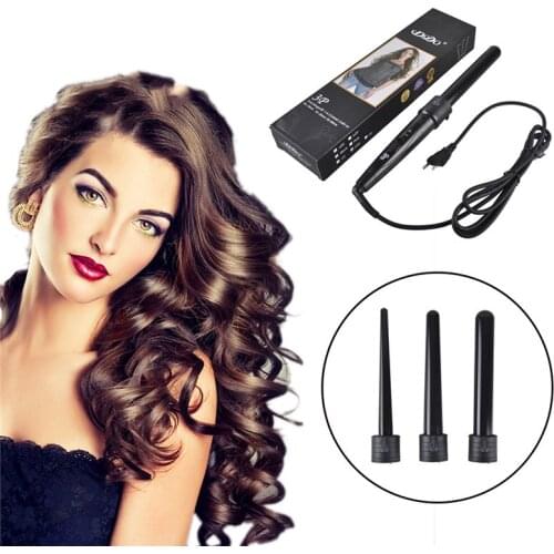 Professional Curling Wand Interchangeable 3 Parts Clip Iron Tourmaline Ceramic Package Hair Curler Set Hair Styling Tools Kits