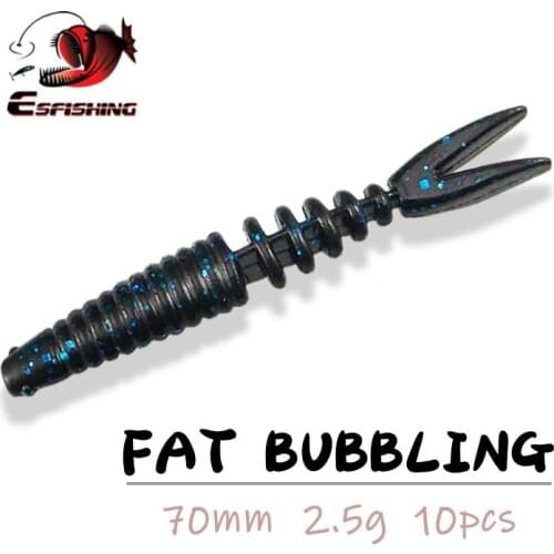 ESFISHING Fishing Lures Soft Worm 7cm 2.1g Fat Bubbling Soft Lures Shad Carp Swimbait Silicone Bait Pesca