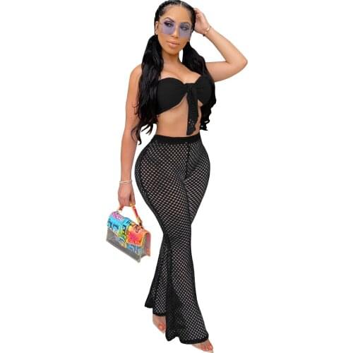 Sexy 2 Piece Set Women Beach Wear Solid Color Short Shirt Top and Trousers Hollow Out Ladies Swimsuit Swimwear Beach Cover Up