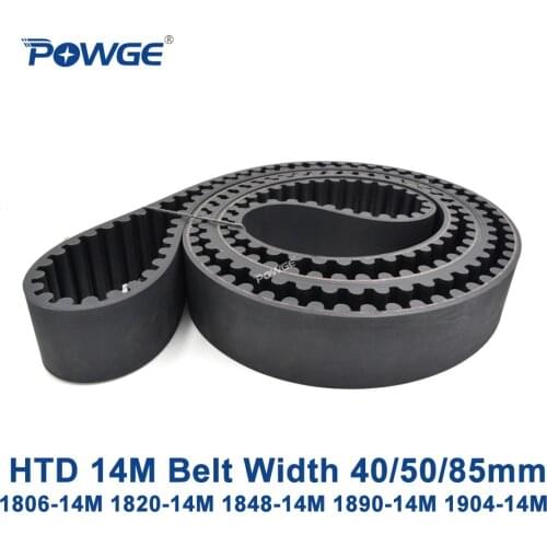 POWGE HTD 14M synchronous belt C=1806/1820/1848/1890/1904 width 40/50/85mm Teeth 129 130 132 135 136 HTD14M 1848-14M 1890-14M