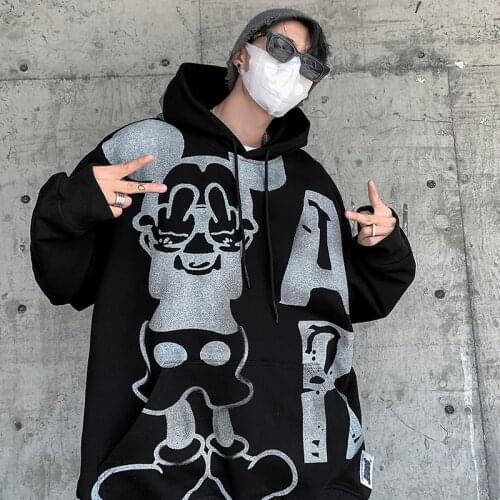 Hip Hop Streetwear Harajuku Mens New Mouse Hooded Sweater Autumn Winter Hipster Casual