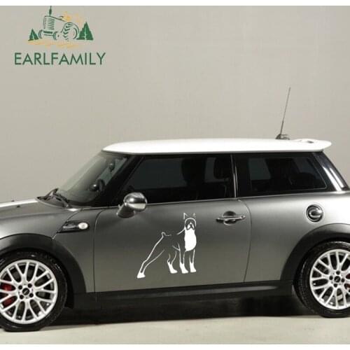 EARLFAMILY 58cm x 49.3cm 2x Pet Boxer Dog (one For Each Side) Car Sticker For Cars Side Truck Window SUV Door Puppy Vinyl Decal