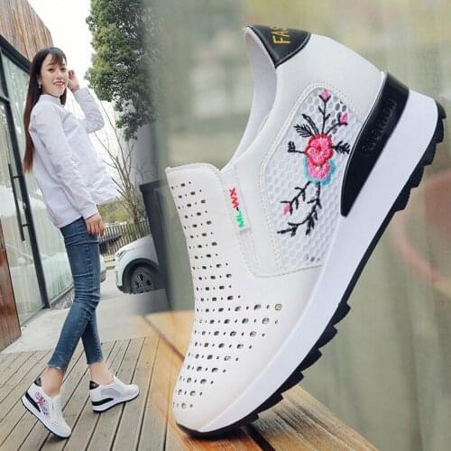 High Platform Sneakers Breathable Women Shoes Slip on Women Shoes Casual Height Increasing Wedge 2021 New Sneakers