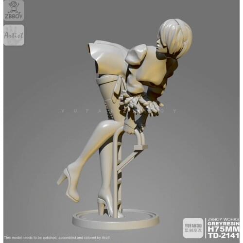 1/24 Resin Figure Kits 2B Beautiful Girl Resin Model Self-assembled 75mm TD-2141