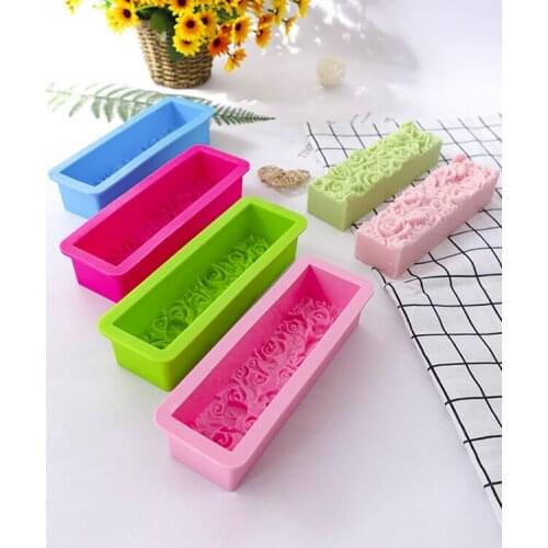 1pcs Rectangle Bloom Rose Flower Silicone Mold Wedding Birthday Party Soap Aroma Craft Gifts Mould Cake Chocolate Fondant Decors