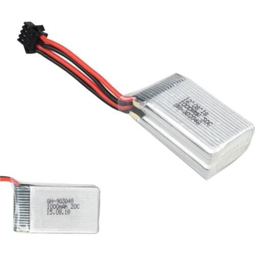 1pcs Rc Lipo Battery 7.4V 1000mAh 20C 2S Li-Po Battery SM plug for Udi U818S U842 RC Helicopter Quadcopter