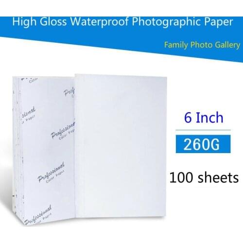 260G 6inch Photo Paper 4R 100 Sheets High premium Glossy Printer Photographic Paper Printing for Inkjet Printers Office Supplies