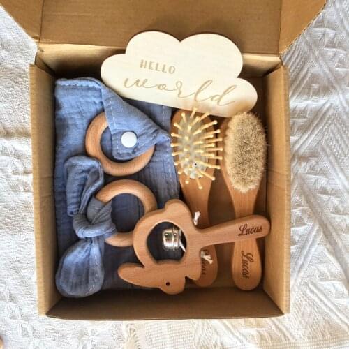 Personalized Name Newborn Bath Toy Gift Set Baby Rattles Sensory Toys Newborn Baby Children 6pcs Set for Girl Boys Toys