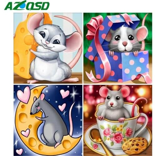 AZQSD Diy 5d Diamond Painting Mouse Mosaic Full Square Drill Home Decor Diamond Embroidery Animal Wall Sticker Needlework