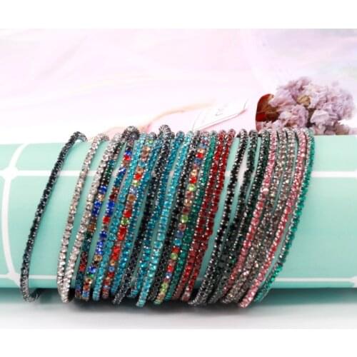 5pcs Gun black elastic colorful bracelet slim cute trendy jewelry fancy elastic crystal bracelet jewellery for Girl