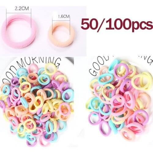 50/100Pcs/lot High-elastic Kids Candy Color Hair Rope Elastic Scrunchie Hair Bands Mini Hair Rings Rubber Band for Girls