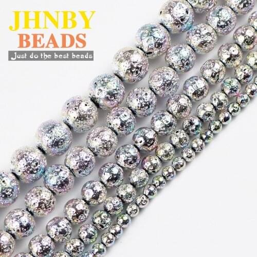 JHNBY New purple colorful Lava volcanics Natural Stone 4/6/8/10/12MM Round Spacers Loose beads for Jewelry making DIY bracelets