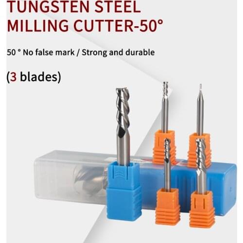 Cutting HRC50 3 Flute 1mm 2mm 3.5mm 5mm 8mm 10mm 12mm 20mm 50L-150L Alloy Carbide Milling Tungsten Steel Milling Cutter End Mill