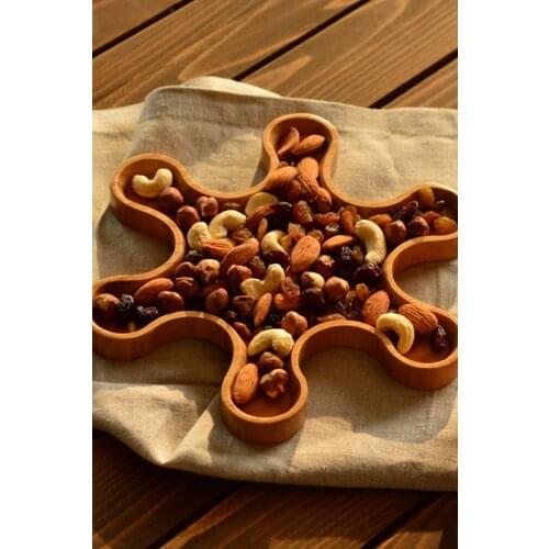 Creative Bamboo Snack Breakfast Serving Platter Tray Kitchenware Picnic Snack Serving Platter Dish Board Tray Container Cookie