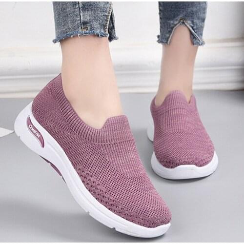 Women knitted Sneakers Slip On Solid Womens Vulcanized Shoes Comfortable Fashion Female Flats Ladies Casual Shoes Breathable