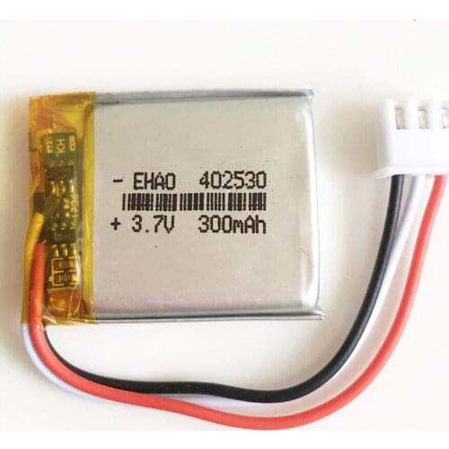 3.7V 300mAh lithium polymer lipo rechargeable battery 402530 JST XHR 2.54mm 3pin connector for MP3 bluetooth headset smartwatch