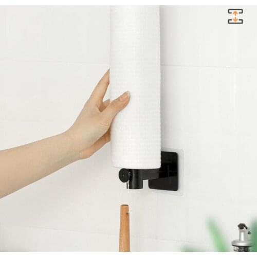 Multifunctional Paper Holder Retractable Storage Rack Creative Roll Paper Cup Holder Punch Free Pot Cover Rack Home Storage Tool