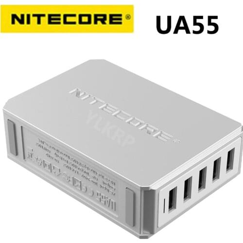 NITECORE UA55 multi-port USB charging adapter, supports 5 devices charging at the same time