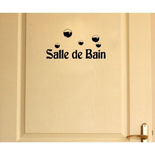 YOJA 20*10CM Fashion SALLE DE BAIN Decal Door Decoration Sticker Wall Art Black A40116