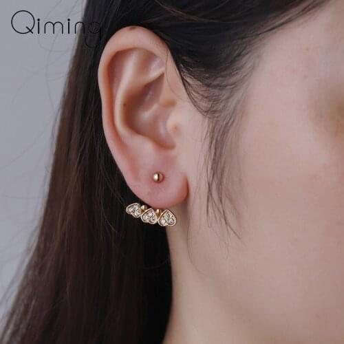 Fashion Design Crystal Stud Earrings For Women Ear Cuff Jewelry Gold fashion Beads Heart Crystal Earrings Statement Jewelry