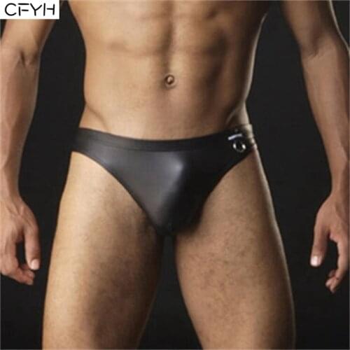 Men Sexy Fun Leather Briefs Briefs Thong Tanga with Iron Ring Hoop Underwear Shorts Exotic Briefs Jocks JJSOX Plus Size XXL