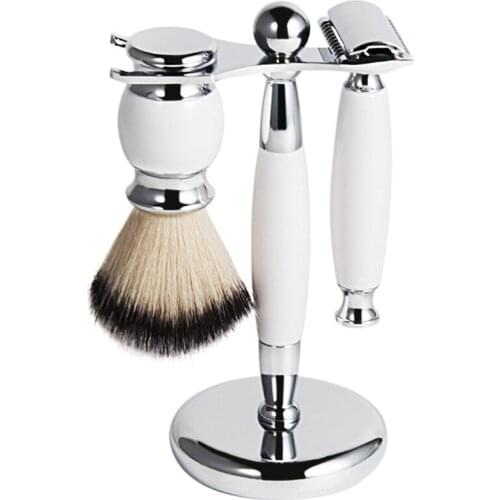 Men Manual Shaving Kit Beard Cleaning Brush Shaver Razor Stand Grooming Tool Set X7YB