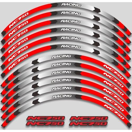A set of 12pcs high quality motorcycle wheel decals waterproof Reflective stickers rim stripes For Honda NC750S NC750X NC750
