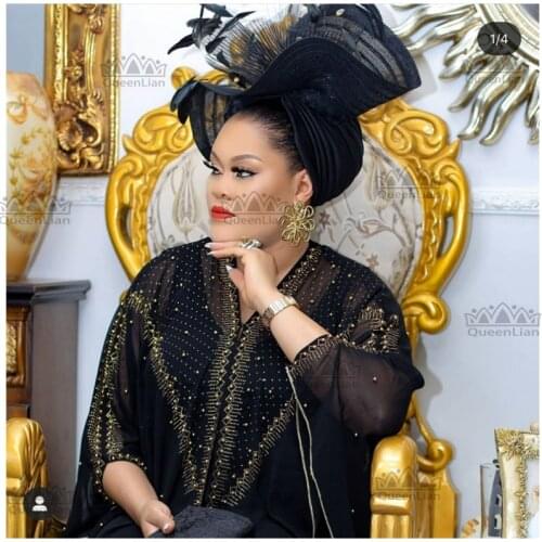 New African Design Bazin Chiffon Long Stick Diamond Sleeve Dashiki Dress For Lady