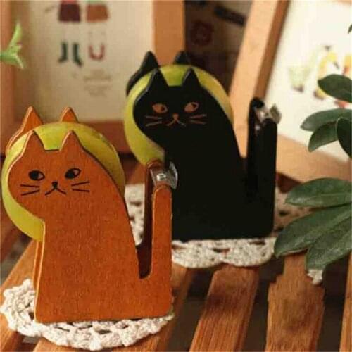 New Cute cat wooden tape Dispenser Tape holder Tape cutter Office & School Supplies