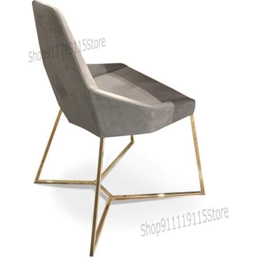 Postmodern Dining Chair Light Luxury Stainless Steel Back Hotel Exhibition Hall Home Net Red Designer Reception Chair