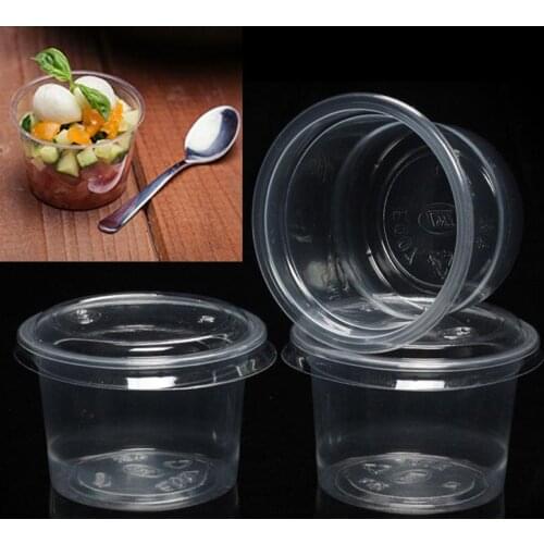 100pcs Disposable Portion Cups Sauce Yogurt Jelly Pudding Mousses Cup Take-Out Cup Transparent Condiment Containers With Cover